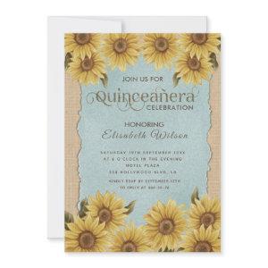 Linen vintage sunflower blue Quinceañera