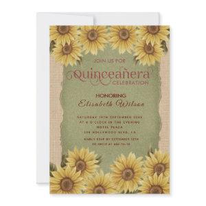 Linen vintage sunflower green Quinceañera