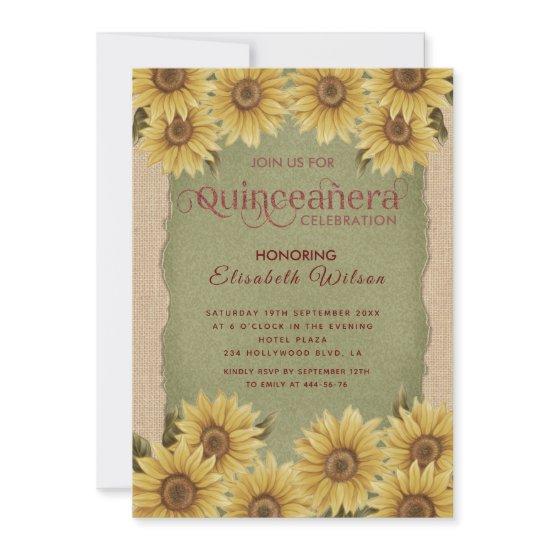 Linen vintage sunflower green Quinceañera