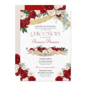 Lovely Floral Blooms Red & White Quinceanera
