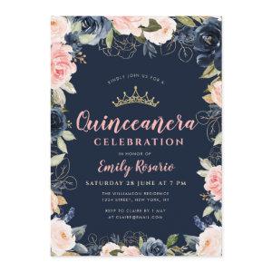 Lovely navy blue & blush floral quinceañera
