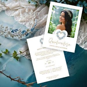Lovely XVs Floral Blue & Gold Heart Shape Wreath