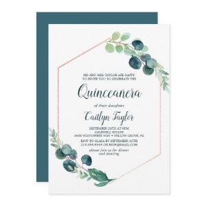 Lush Greenery Rose Gold Geometric Quinceañera
