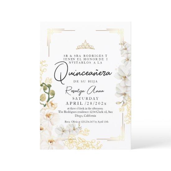 Lux White Orchid Princess Tiara Quinceañera