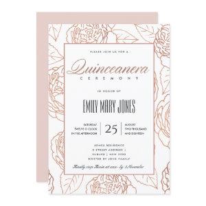 LUXE BLUSH PINK ROSE GOLD FLORAL QUINCEANERA