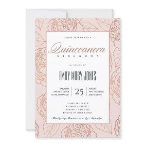 LUXE BLUSH PINK ROSE GOLD FLORAL QUINCEANERA