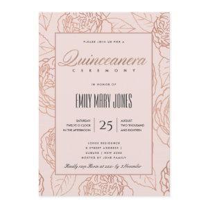 LUXE BLUSH PINK ROSE GOLD FLORAL QUINCEANERA