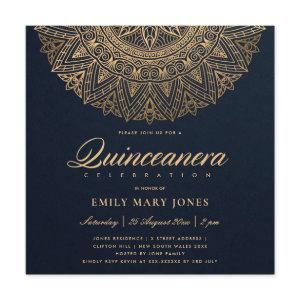 LUXE NAVY GOLD CLASSIC ORNATE MANDALA QUINCEANERA