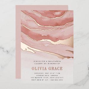 Luxe Pink Marble Quinceanera Foil