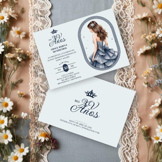 Luxurious Blue Oval Frame Charming Quinceañera