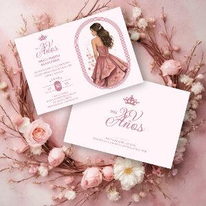 Luxurious Pink Oval Frame Charming Quinceañera