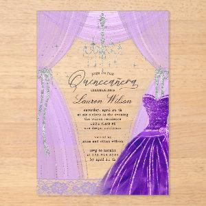 Luxurious Purple Chandelier Sparkle Quinceanera Acrylic