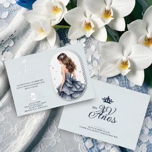 Luxurious Silver Oval Frame Charming Quinceañera  Foil