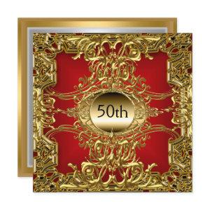 Luxury 50th Gold Red Birthday Party Gold Red