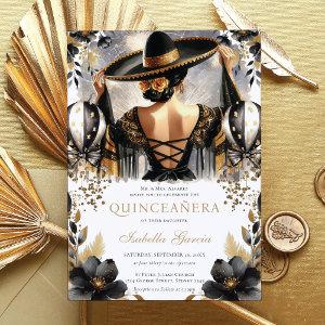 Luxury Black Gold Mexican Style Quinceañera