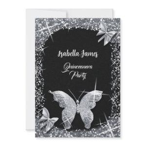 luxury chic glitter black silver Butterfly elegant