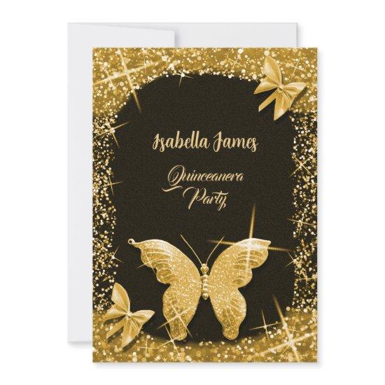 luxury classy glitter black gold Butterfly elegant