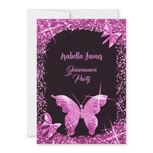 luxury classy glitter black pink Butterfly elegant