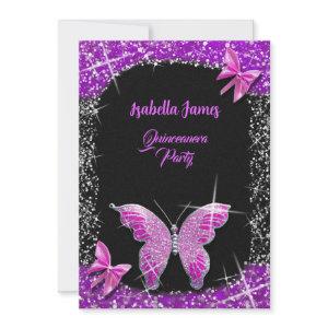luxury glitter black pink purple Butterfly elegant