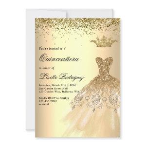 Luxury Gold Dress Crown Quinceanera