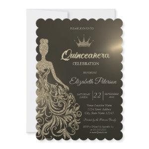 Luxury Gold Glitter Dress Gold Quinceanera