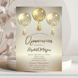 Luxury Gold Glitter Drips Balloons Quinceañera