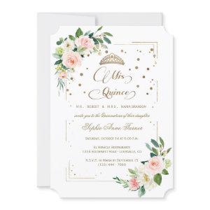 Luxury Gold Glitter Floral Mis Quince Quinceañera
