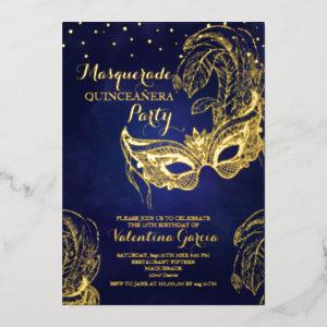 Luxury Gold Masquerade Quinceañera Mask Design Foil