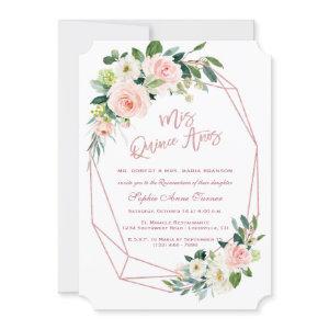 Luxury Pink Blush Flowers Rose Gold Quinceañera