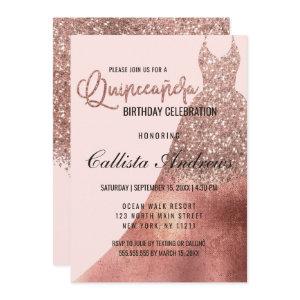 Luxury Pink Rose Gold Glitter Dress Quinceañera