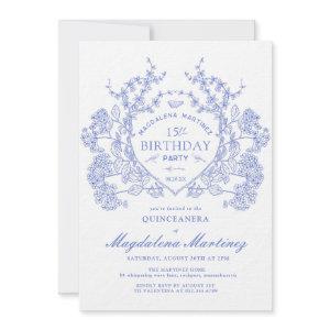 LUXURY QUINCEANERA Vintage Blue Floral Crest
