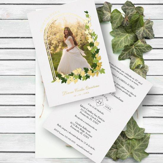 Luxury Romantic Ivy Arch Spanish Quinceañera Photo Foil