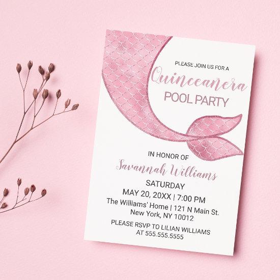Luxury Rose Gold Pink Mermaid Tail Quinceañera