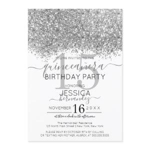 Luxury Silver White Glitter Confetti Quinceañera