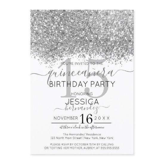 Luxury Silver White Glitter Confetti Quinceañera