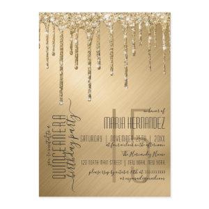 Luxury Sparkly Gold Glitter Drips Quinceañera