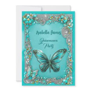 luxury turquoise Quinceanera party Butterfly chic