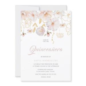 Luxury Watercolor Wildflowers Blush Quinceanera