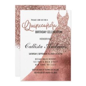 Luxury White Rose Gold Glitter Dress Quinceañera