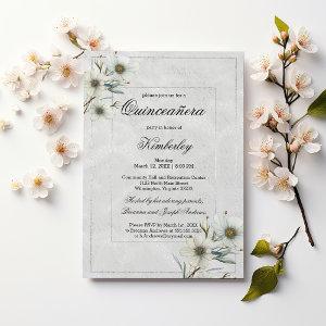 Luxury white silver glitter floral Quinceañera