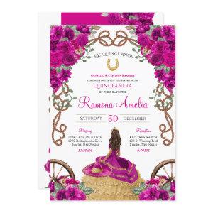 Magenta Country Western Hot Pink Rose Quinceañera