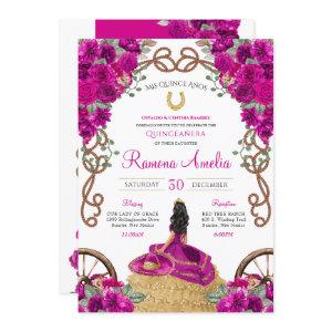 Magenta Fuchsia Hot Pink Floral Charro Quinceañera
