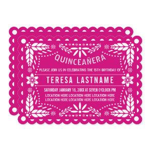 Magenta pink and white papel picado Quinceañera