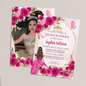 Magenta Pink Floral Princess Quinceañera Photo