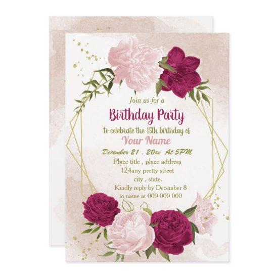 magenta pink flowers green leaves birthday