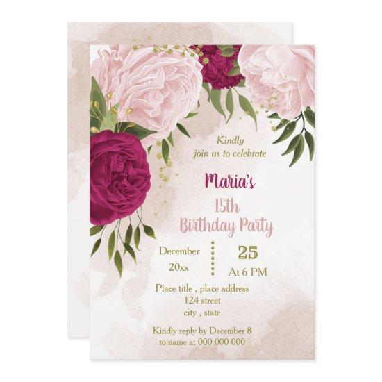 magenta pink flowers green leaves birthday