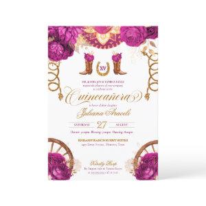 Magenta Pink Gold Rose Country Western Quinceanera