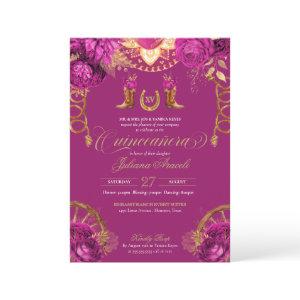 Magenta Pink Roses Country Western Quinceanera