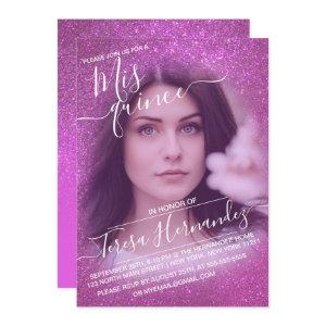 Magenta Pink Sparkly Glitter Photo Quinceañera