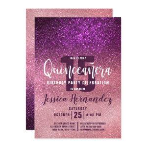 Magenta Pink Triple Glitter Ombre Quinceañera